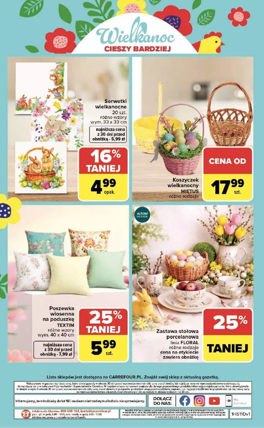 Gazetka promocyjna Carrefour - Gazetka Wielkanoc cieszy bardziej - ważna 09.03 do 04.04.2026 - strona 16 - produkty: Fa, Flora, Kosz, Por, Poszewka, Ser, Serwetki, Taca
