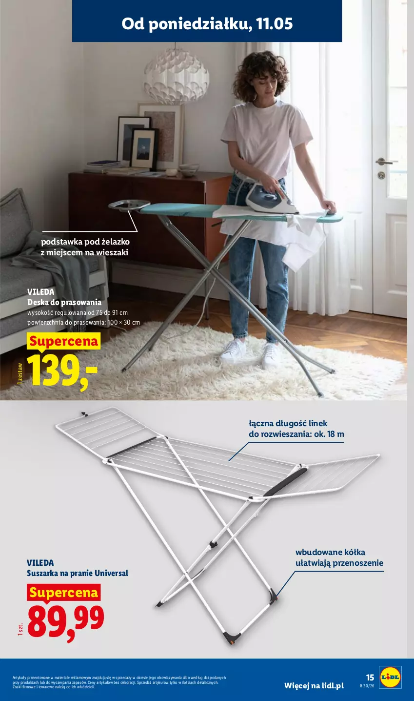Gazetka promocyjna Lidl - Katalog ważny od 11.05 - ważna 11.05 do 16.05.2026 - strona 17 - produkty: Deska do prasowania, Sok, Suszarka, Suszarka na pranie, Vileda, Wieszak