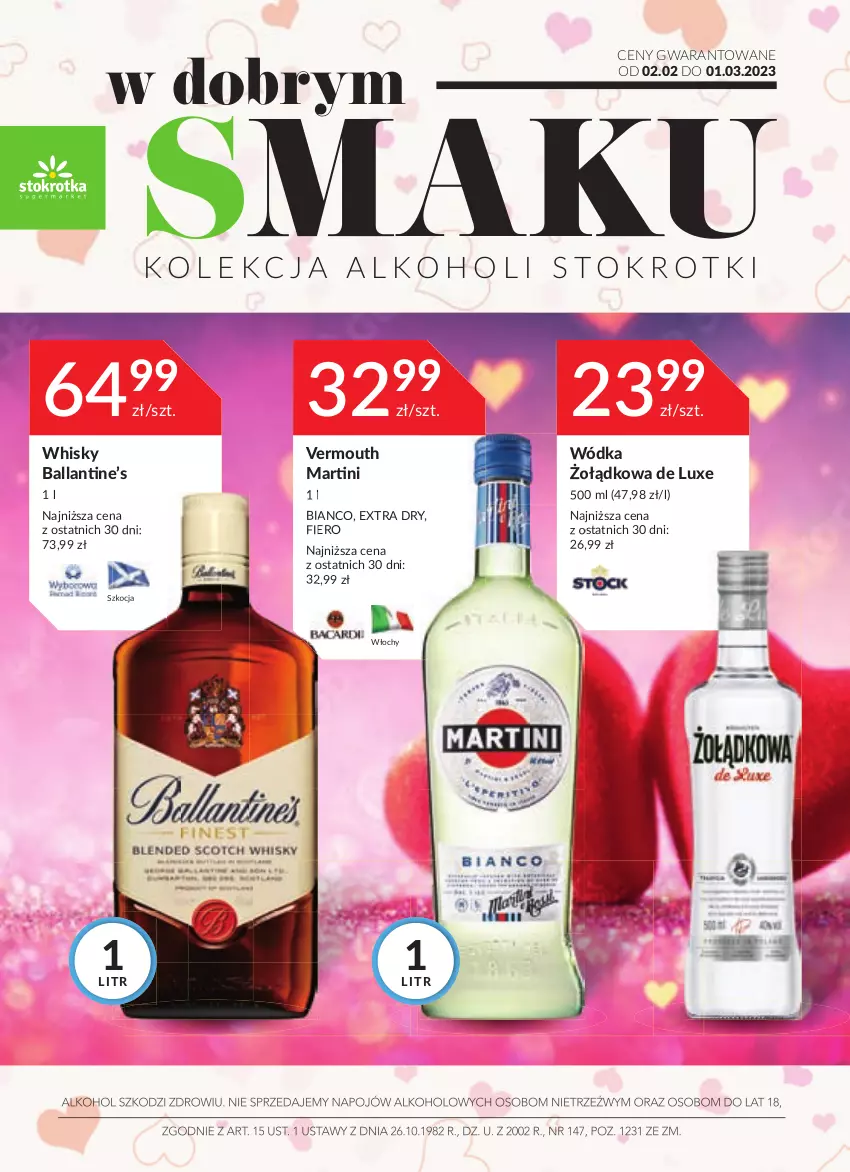 Gazetka promocyjna Stokrotka - Katalog Walentynkowy - ważna 02.02 do 01.03.2023 - strona 1 - produkty: Koc, Martini, Vermouth, Whisky, Wódka