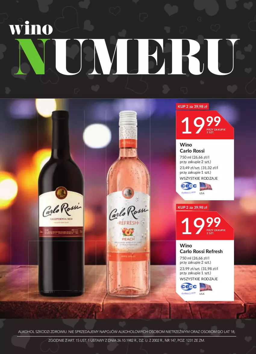 Gazetka promocyjna Stokrotka - Katalog Walentynkowy - ważna 02.02 do 01.03.2023 - strona 15 - produkty: Carlo Rossi, Wino