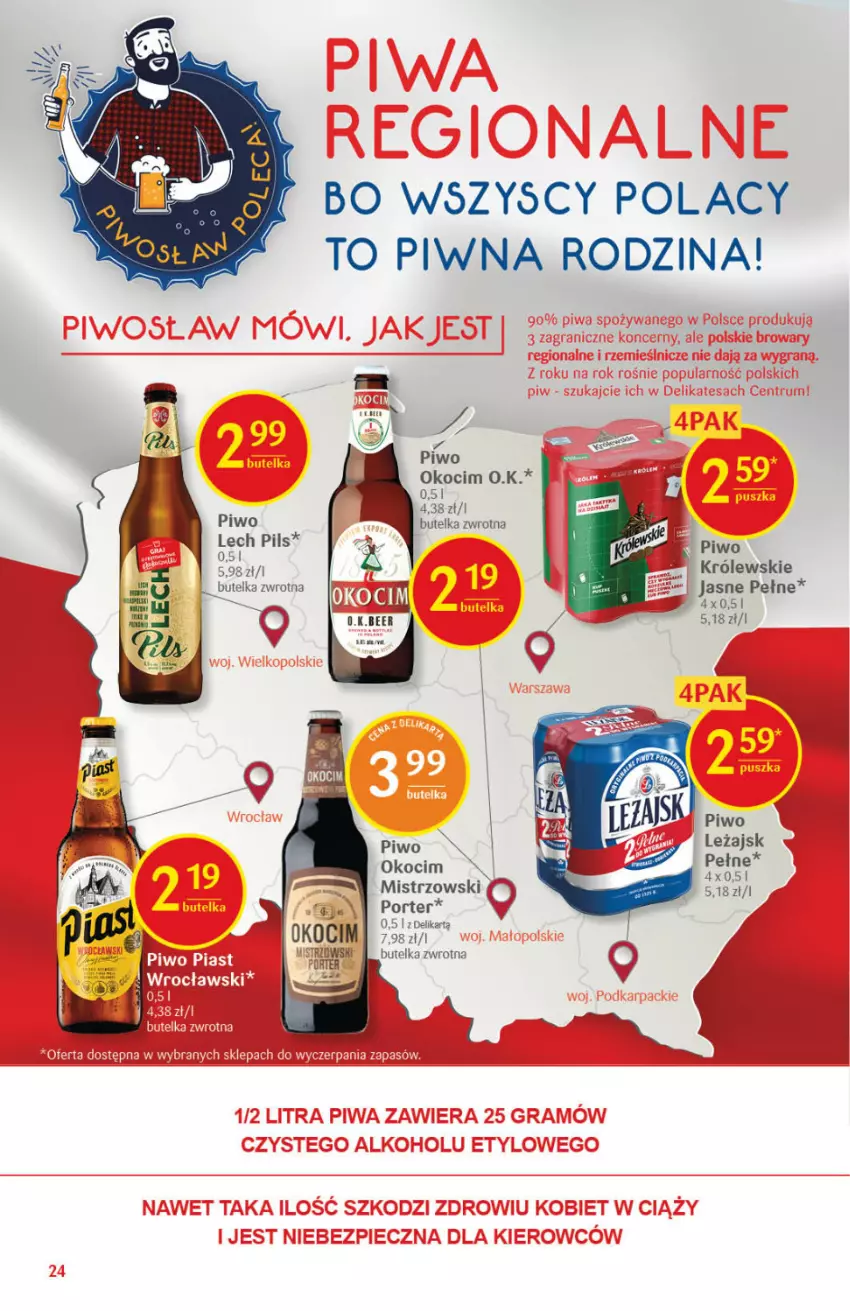 Gazetka promocyjna Delikatesy Centrum - Gazetka Delikatesy Centrum - ważna 15.07 do 21.07.2021 - strona 24 - produkty: Koc, Królewski, Okocim, Piwo, Por