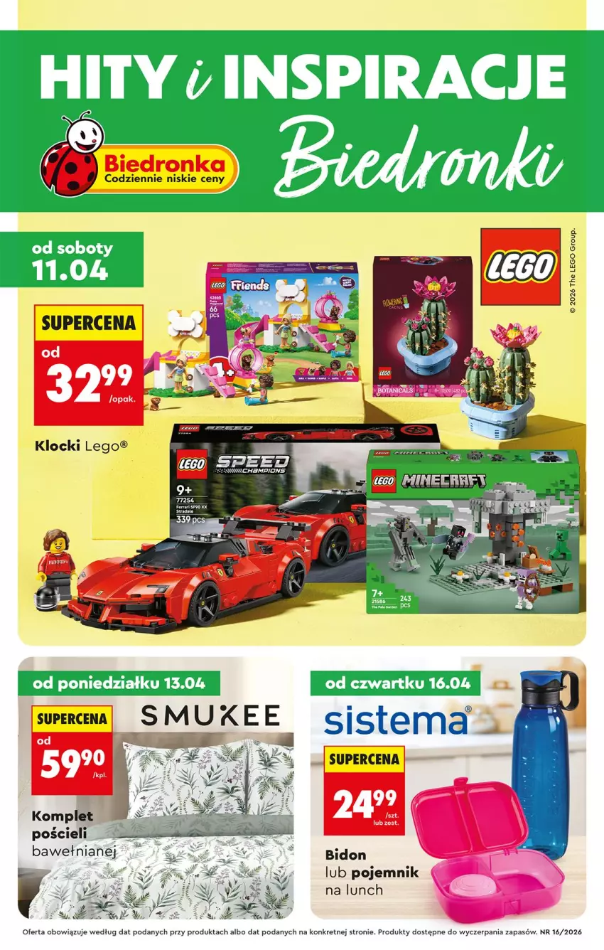 Gazetka promocyjna Biedronka - Okazje Tygodnia - ważna 11.04 do 25.04.2026 - strona 1 - produkty: Komplet pościeli, Kret, LEGO, Pojemnik, Pojemnik na lunch, Pościel
