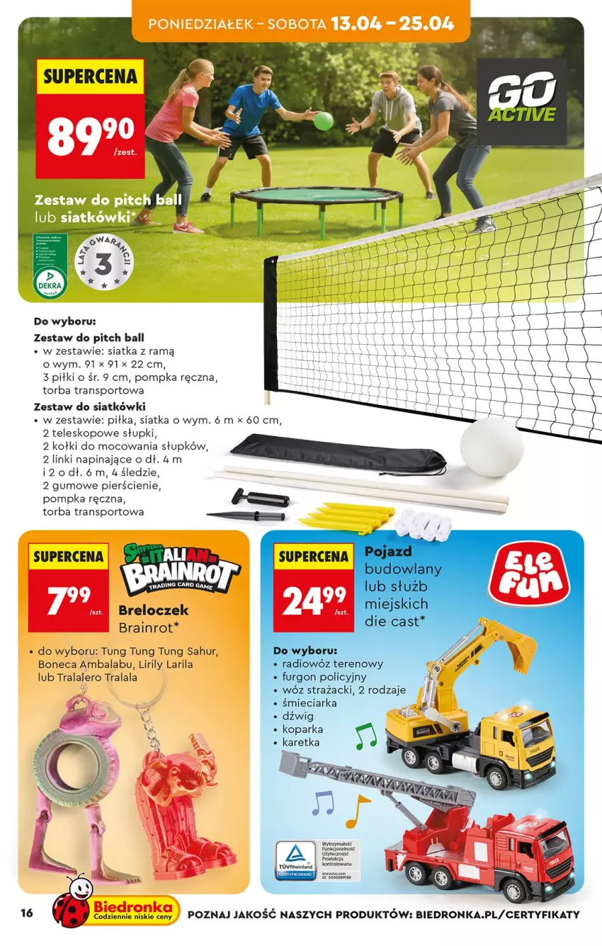 Gazetka promocyjna Biedronka - Okazje Tygodnia - ważna 11.04 do 25.04.2026 - strona 16 - produkty: Breloczek, Dźwig, Koc, Parka, Pompka, Por, Siatka, Sport, Teleskop, Torba, Tran