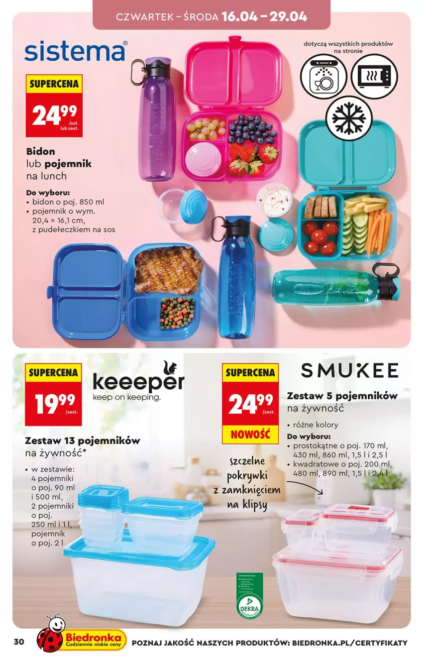 Gazetka promocyjna Biedronka - Okazje Tygodnia - ważna 11.04 do 25.04.2026 - strona 30 - produkty: Pojemnik, Pojemnik na lunch, Sos