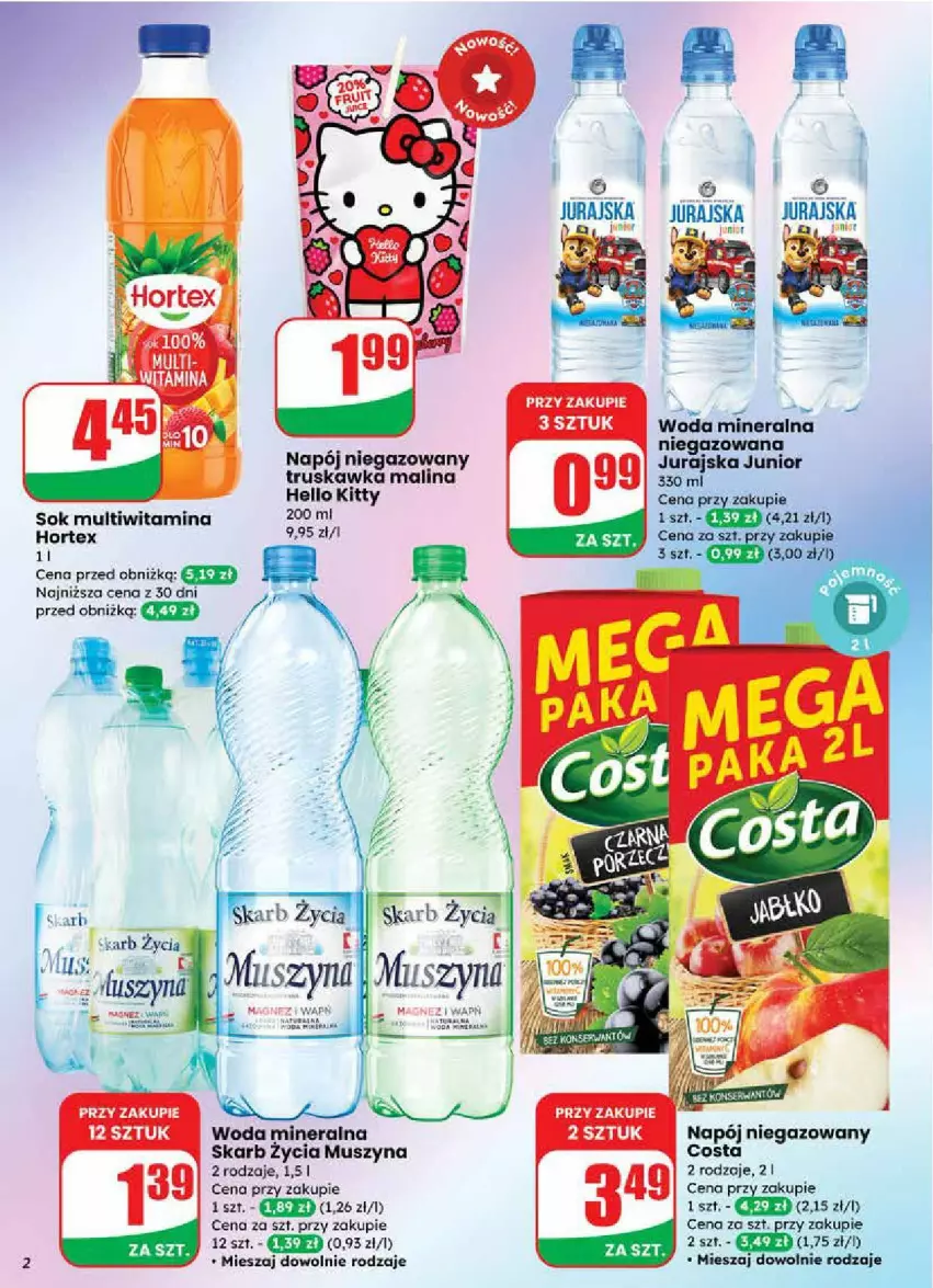 Gazetka promocyjna Dino - ważna 24.09 do 30.09.2025 - strona 12 - produkty: Hortex, Mus, Napój, Napój niegazowany, Sok, Szyna, Woda, Woda mineralna