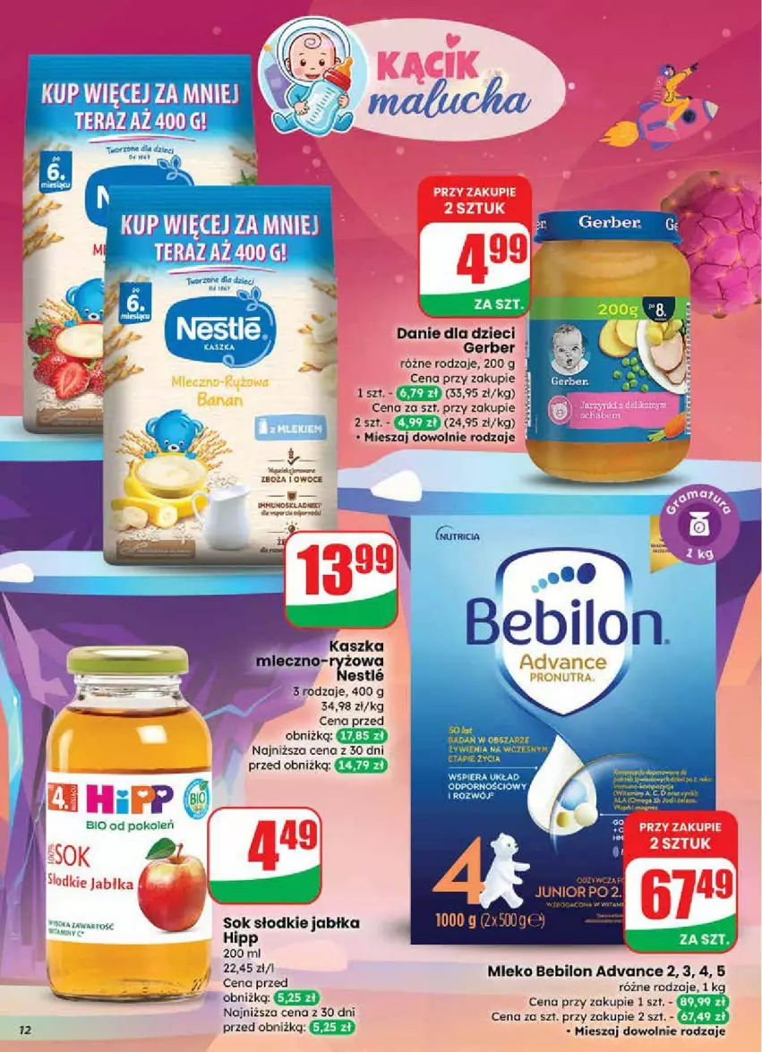 Gazetka promocyjna Dino - ważna 24.09 do 30.09.2025 - strona 4 - produkty: BEBILON, Danie dla dzieci, Dzieci, Fa, Gerber, HiPP, Jabłka, Miecz, Mleko, Mleko Bebilon, Owoce, Por, Ryż, Sok, Tera