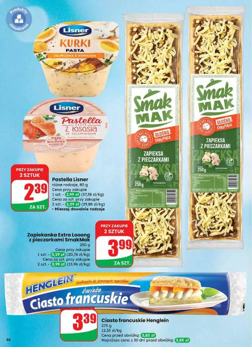 Gazetka promocyjna Dino - ważna 24.09 do 30.09.2025 - strona 43 - produkty: Ciasto francuskie, Lisner, Pastella, Piec, Pieczarka, Zapiekanka