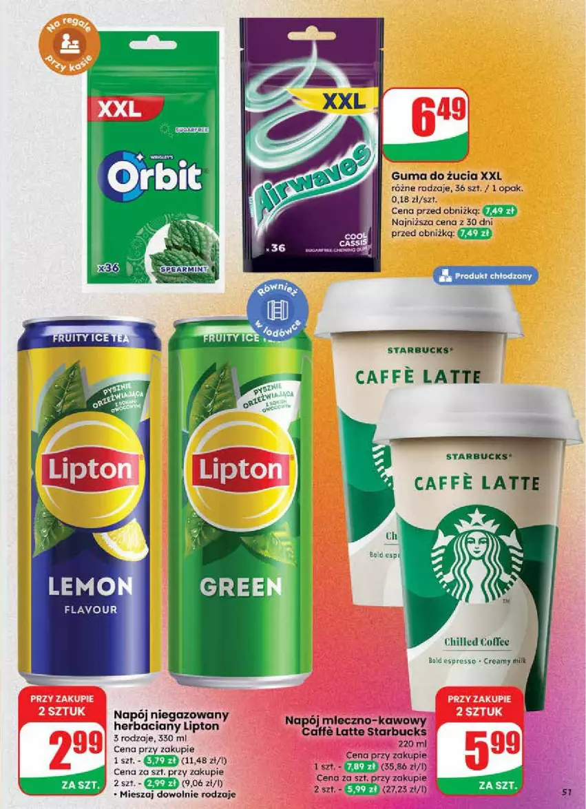 Gazetka promocyjna Dino - ważna 24.09 do 30.09.2025 - strona 47 - produkty: Guma do żucia, Lipton, Miecz, Napój, Napój niegazowany
