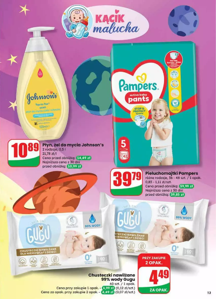 Gazetka promocyjna Dino - ważna 24.09 do 30.09.2025 - strona 5 - produkty: Chusteczki, Johnson's, Majtki, Pampers, Pieluchomajtki