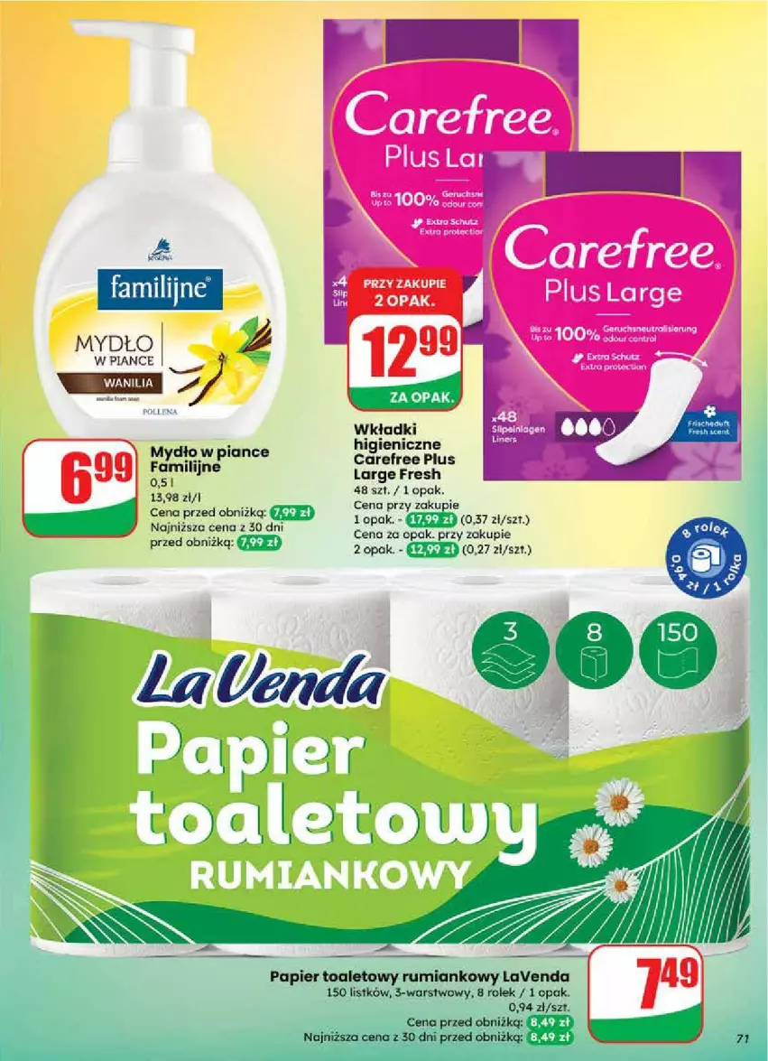 Gazetka promocyjna Dino - ważna 24.09 do 30.09.2025 - strona 69 - produkty: Carefree, Mydło, Papier, Papier toaletowy, Rum, Top, Wkładki