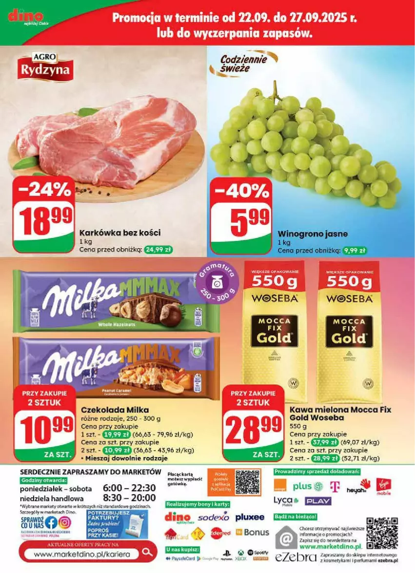 Gazetka promocyjna Dino - ważna 24.09 do 30.09.2025 - strona 72 - produkty: Czekolada, Kawa, Kawa mielona, Milka, Ser, Tera, Woseba
