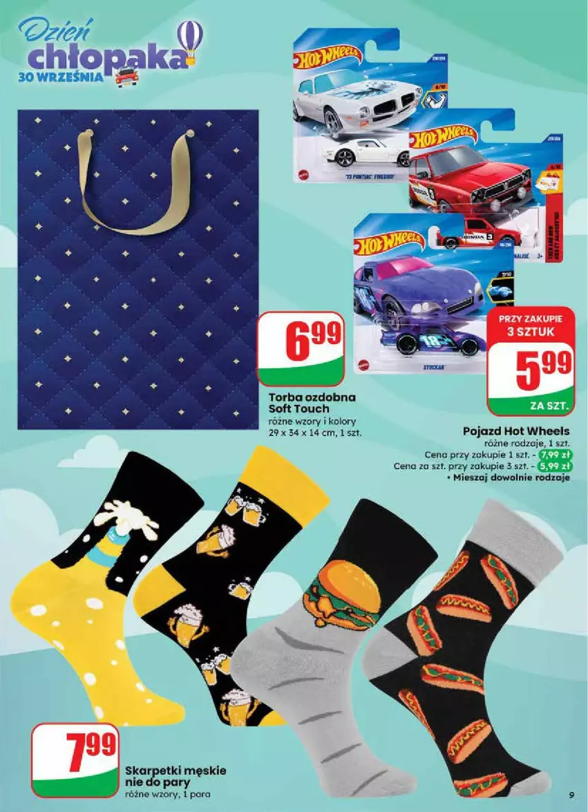 Gazetka promocyjna Dino - ważna 24.09 do 30.09.2025 - strona 74 - produkty: Hot Wheels, Karp, Pojazd, Skarpetki, Torba