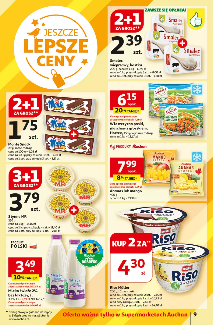 Gazetka promocyjna Auchan - Supermarket - ważna 01.08 do 07.08.2024 - strona 11 - produkty: Ananas, Fa, Hortex, Kawa, Mango, Mleko, Monte, Słynne, Smalec