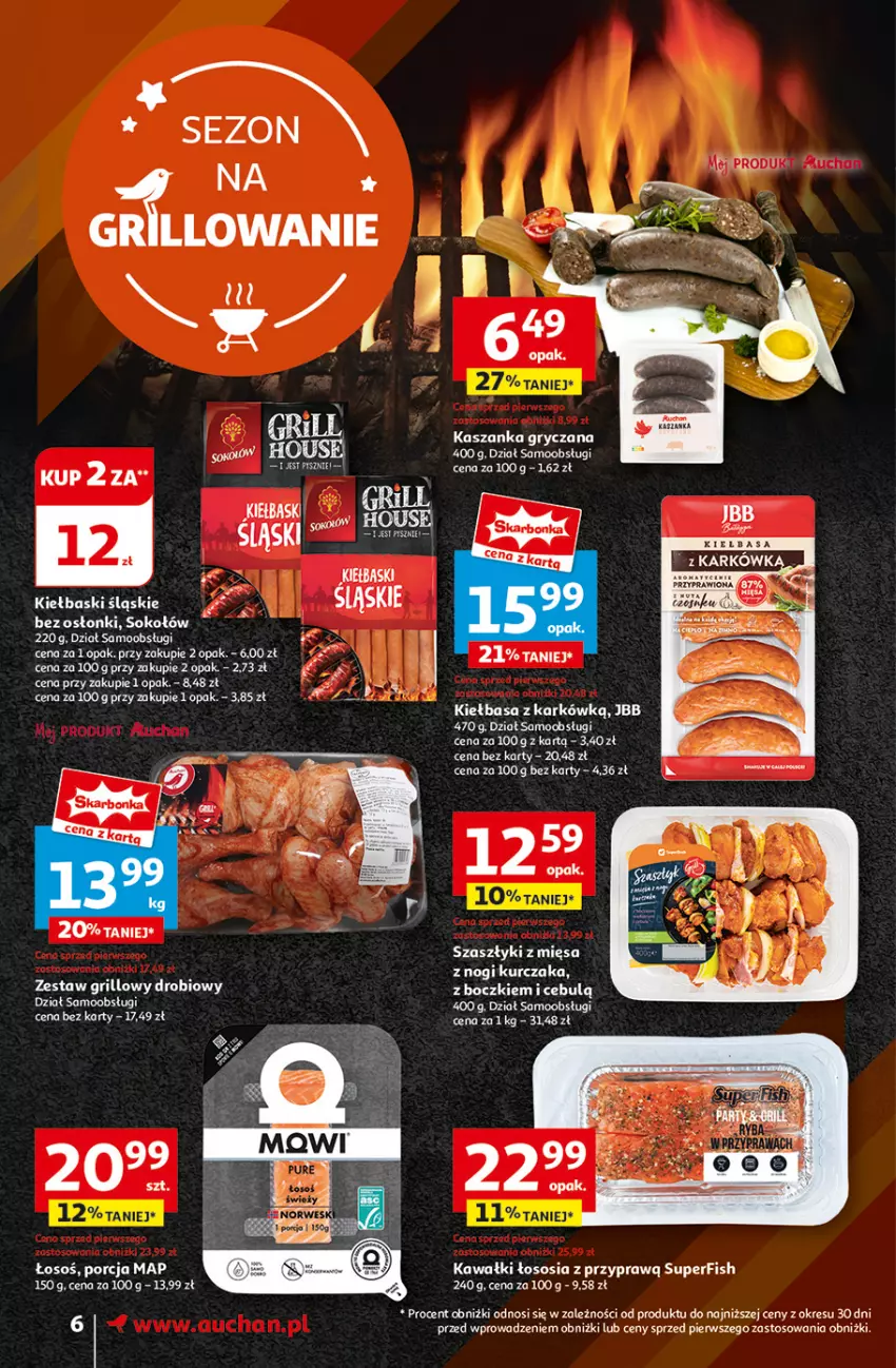 Gazetka promocyjna Auchan - Supermarket - ważna 01.08 do 07.08.2024 - strona 8 - produkty: Fa, Grill, Gry, Kasza, Kaszanka, Kawa, Kurczak, Por, Sok, Sokołów, Sos