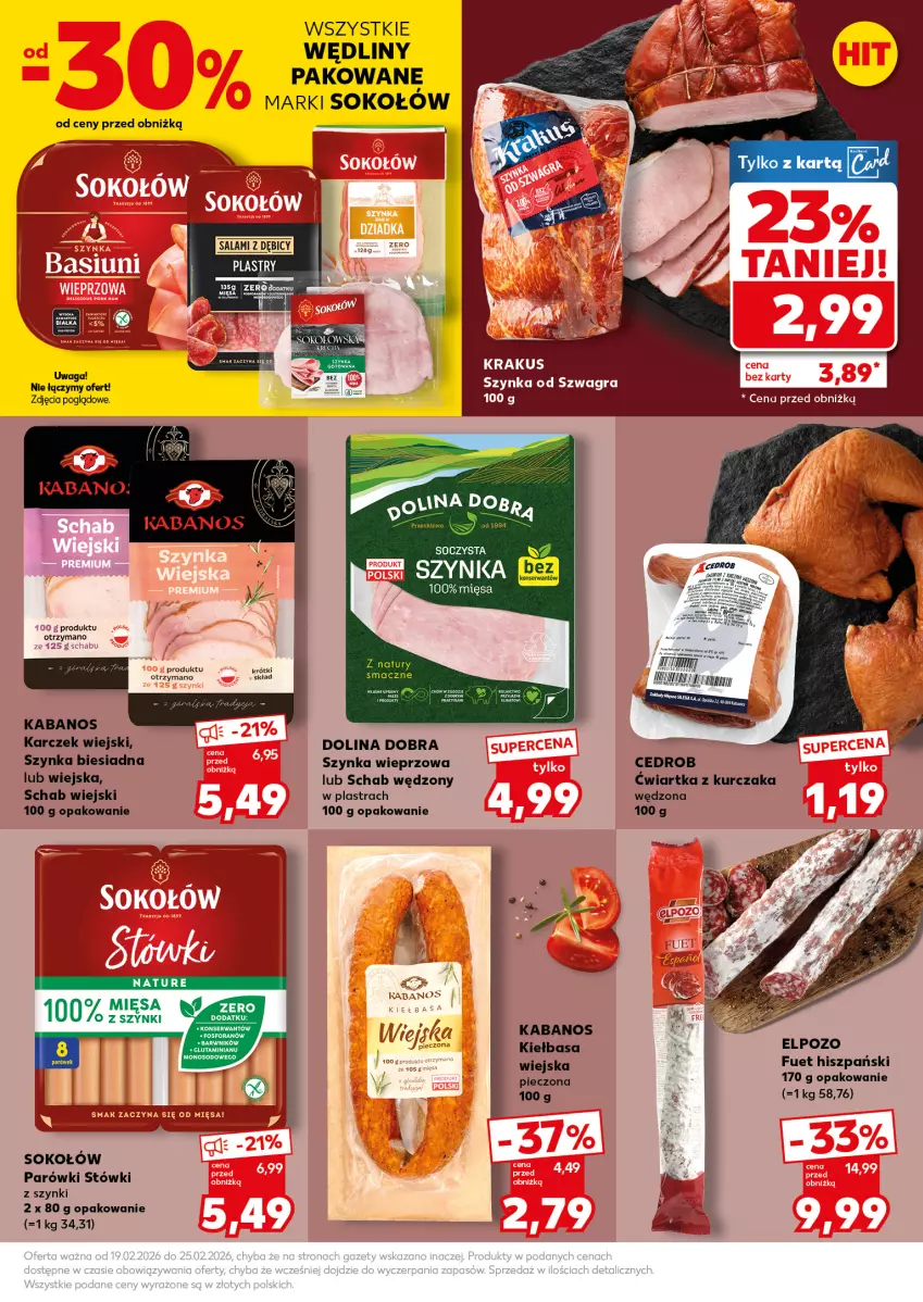 Gazetka promocyjna Kaufland - Mocny Start - ważna 23.02 do 25.02.2026 - strona 19 - produkty: BIC, Gra, Kabanos, Kiełbasa, Kurczak, Parówki, Piec, Salami, Sok, Sokołów, Szynka, Szynka wieprzowa