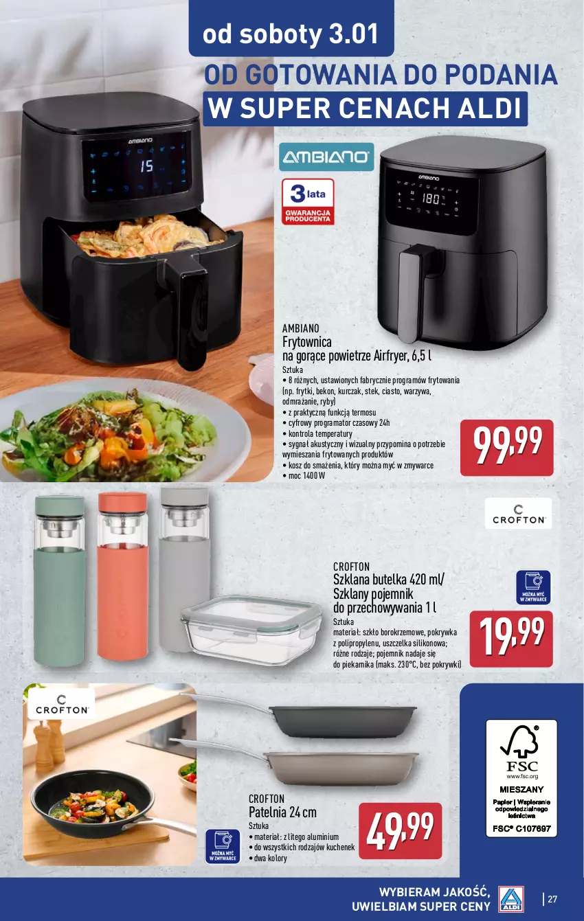 Gazetka promocyjna Aldi - Pełna oferta - ważna 29.12.2025 do 03.01.2026 - strona 27 - produkty: Beko, Fa, Frytki, Gra, Kosz, Kurczak, LANA, Patelnia, Piekarnik, Pojemnik, Pojemnik do przechowywania, Rama, Stek, Termos, Warzywa