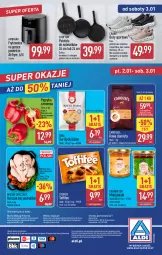 Gazetka promocyjna Aldi - Pełna oferta - Gazetka - ważna od 03.01 do 03.01.2026 - strona 32 - produkty: Kurczak, Rycki Edam, Ser, Por, Gra, Kawa ziarnista, Buty, Papryka czerwona, Papryka, Mięsne specjały, Kawa, O nas, Sport, Edam, Miód, Toffifee, Biuro, Patelnia, Orka