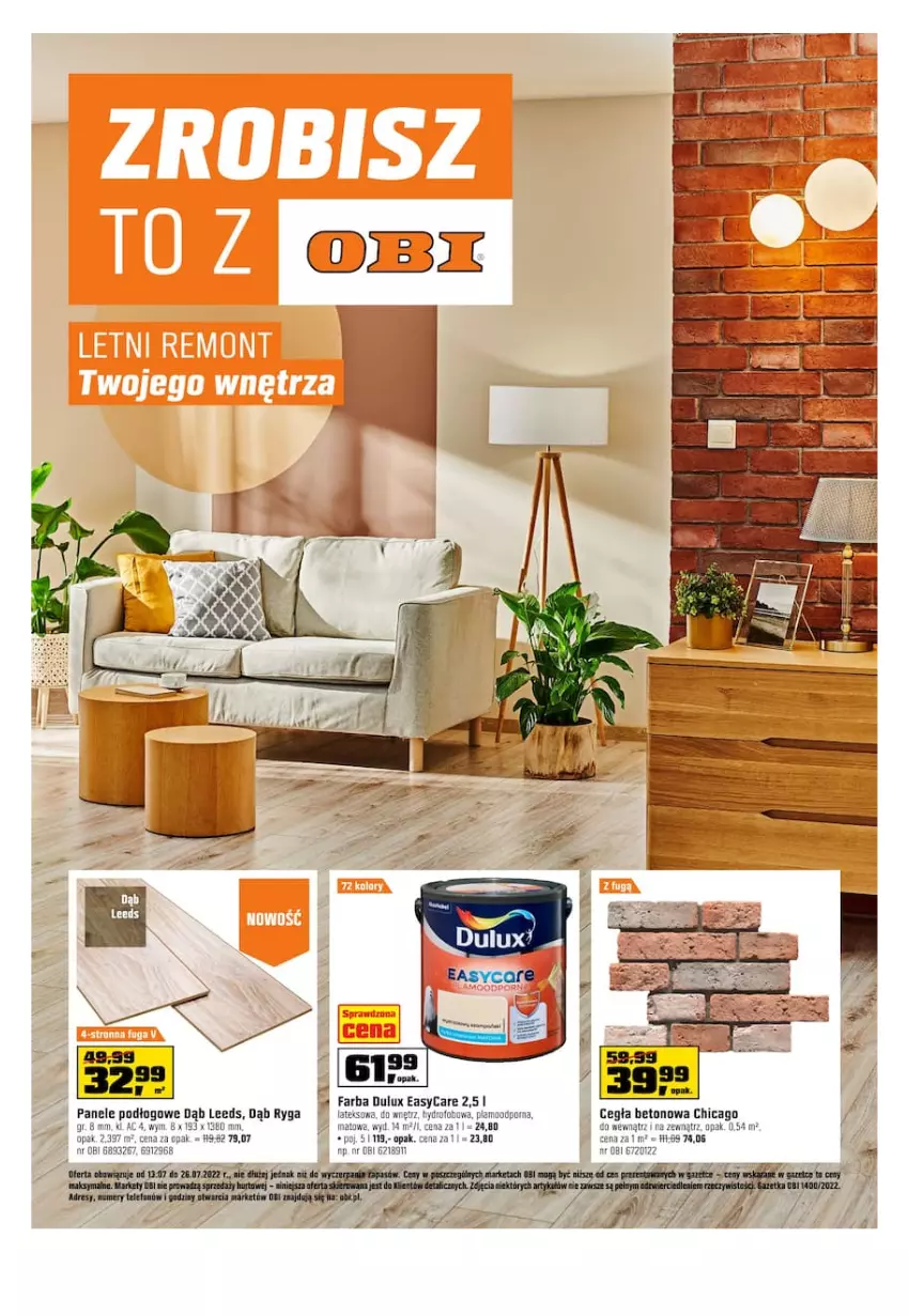 Gazetka promocyjna Obi - Gazetka OBI - ważna 13.07 do 26.07.2022 - strona 1 - produkty: Dulux, Fa, Por