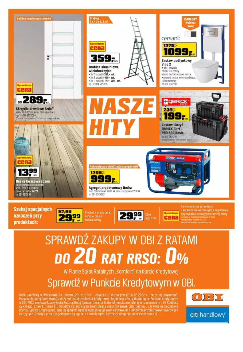 Gazetka promocyjna Obi - Gazetka OBI - ważna 13.07 do 26.07.2022 - strona 20 - produkty: Cersanit, Drabina, Drzwi, Skrzydło drzwiowe