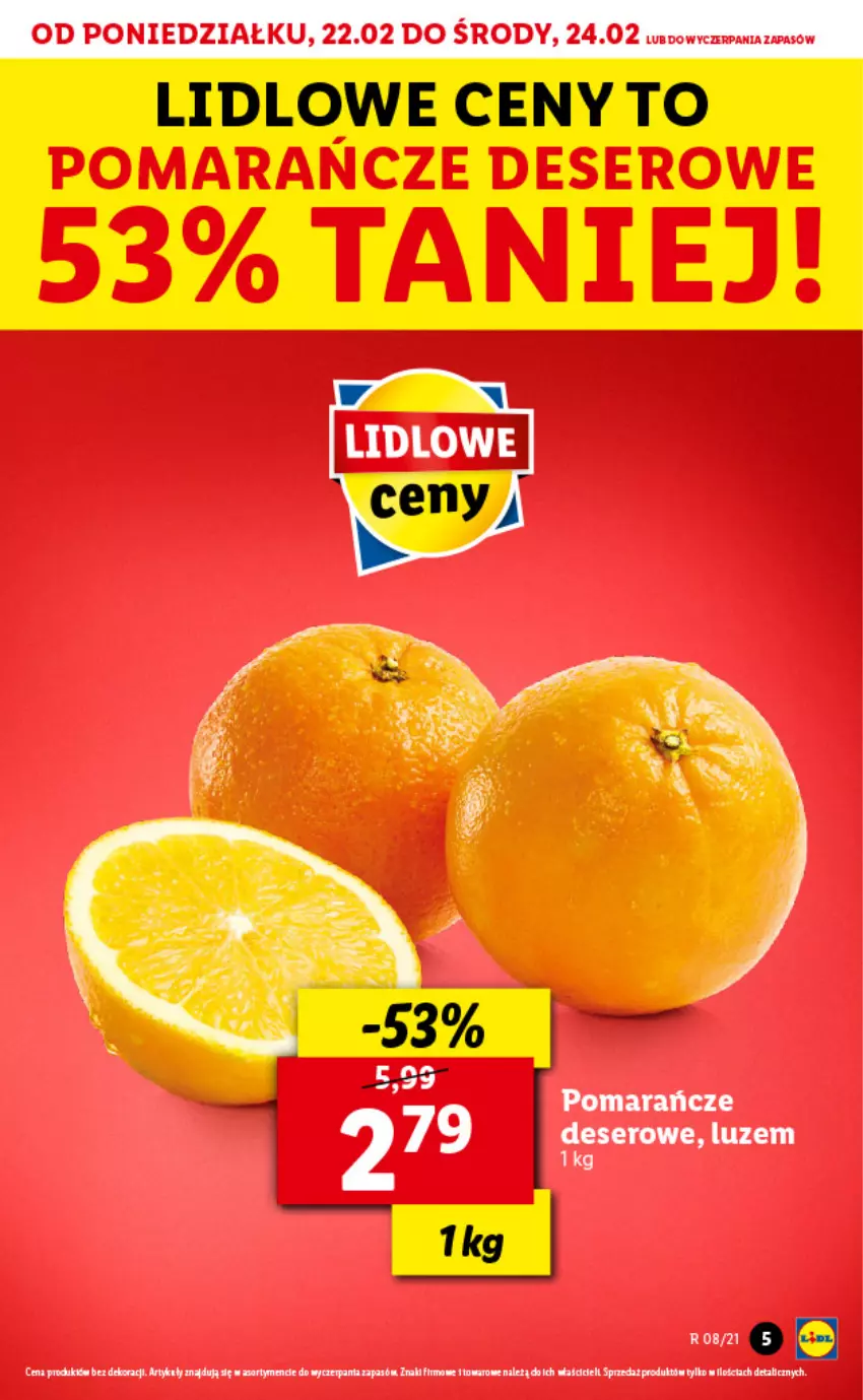Gazetka promocyjna Lidl - GAZETKA - ważna 22.02 do 24.02.2021 - strona 5 - produkty: Pomarańcze