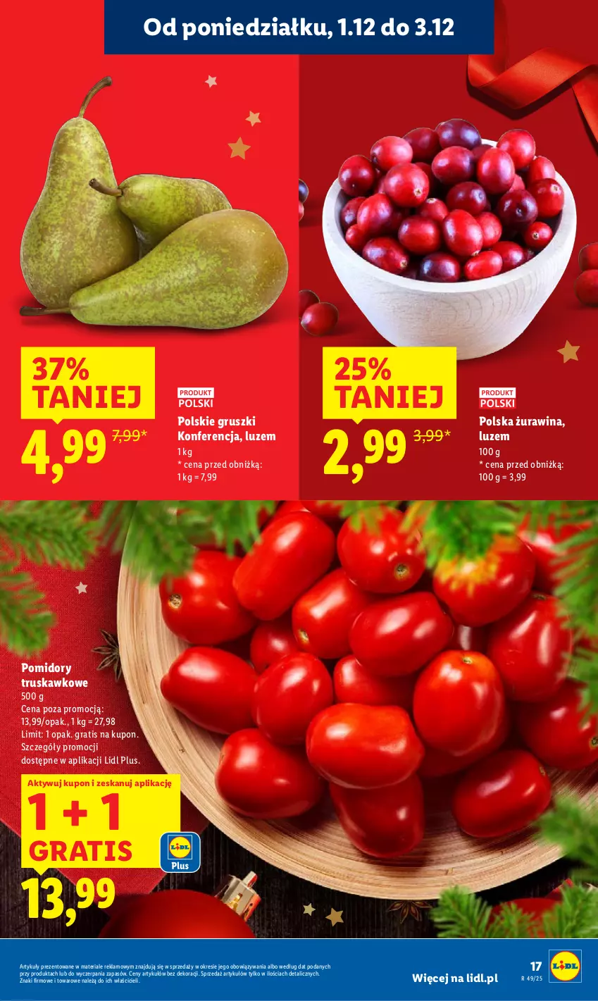 Gazetka promocyjna Lidl - GAZETKA - ważna 01.12 do 03.12.2025 - strona 19 - produkty: Gra, Gruszki, Pomidory