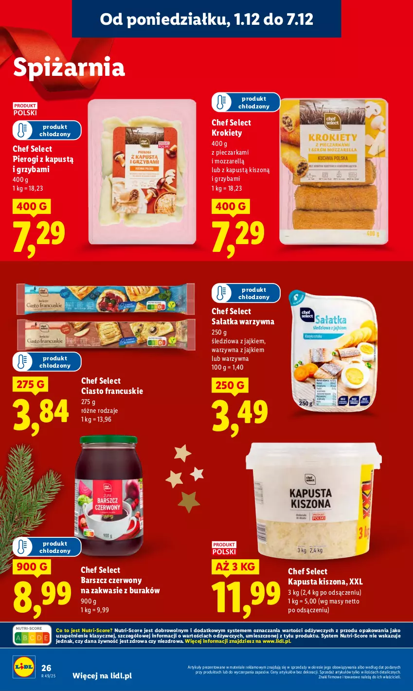 Gazetka promocyjna Lidl - GAZETKA - ważna 01.12 do 03.12.2025 - strona 28 - produkty: Ciasto francuskie, Kapustą, Krokiety, Piec, Pieczarka, Pierogi, Sałat, Sałatka, Sałatka warzywna