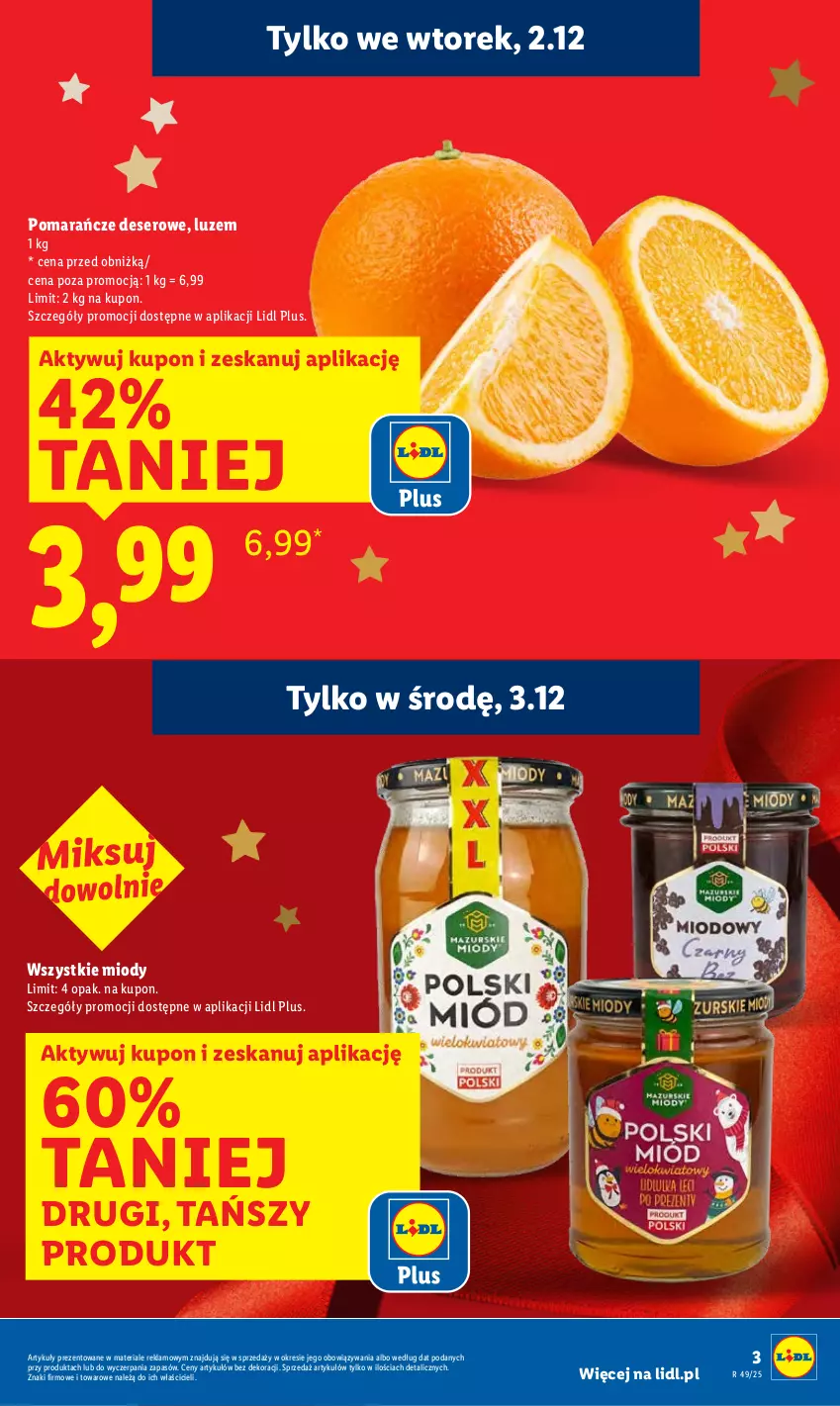 Gazetka promocyjna Lidl - GAZETKA - ważna 01.12 do 03.12.2025 - strona 3 - produkty: Deser, Pomarańcze, Ser