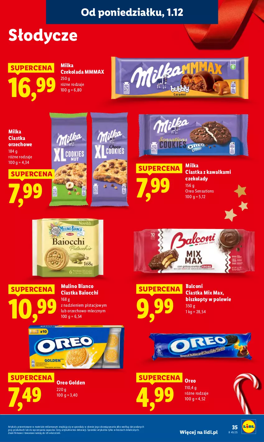 Gazetka promocyjna Lidl - GAZETKA - ważna 01.12 do 03.12.2025 - strona 37 - produkty: Alcon, Biszkopty, Ciastka, Czekolada, Kawa, Milka, Oreo, Sati