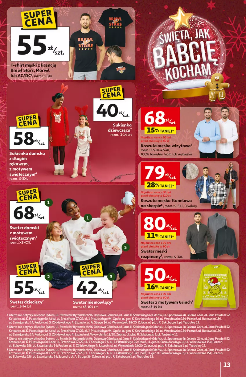 Gazetka promocyjna Auchan - Święta jak babcię kocham Hipermarket - ważna 20.11 do 26.11.2025 - strona 13 - produkty: Acer, Cars, Kosz, Koszula, Sos, Sukienka, Sweter