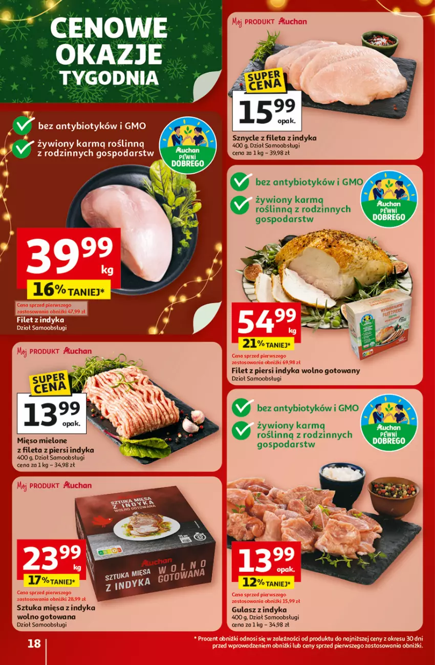 Gazetka promocyjna Auchan - Święta jak babcię kocham Hipermarket - ważna 20.11 do 26.11.2025 - strona 18 - produkty: Filet z piersi indyka, Mięso, Mięso mielone, Ser, Tran