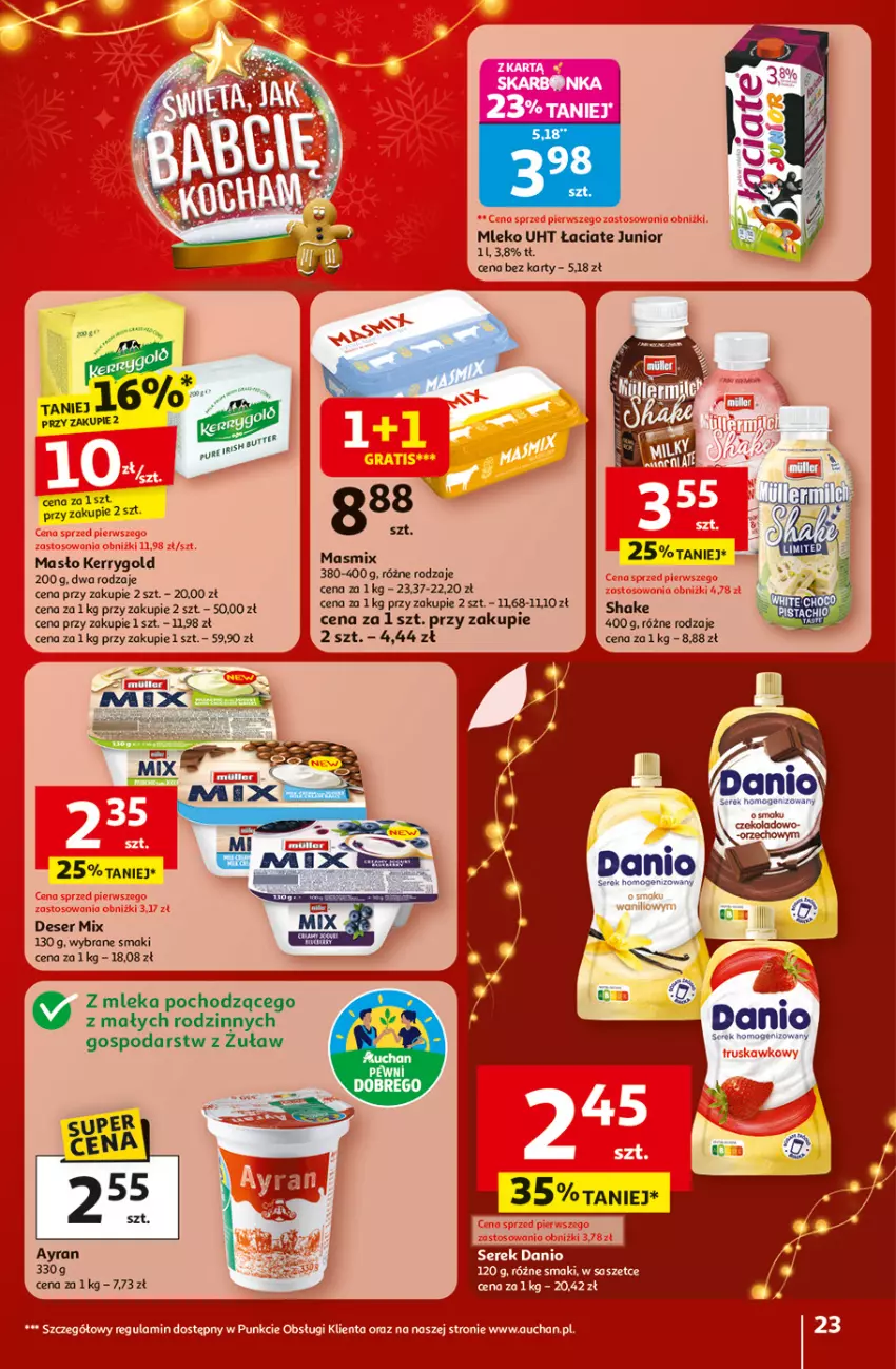 Gazetka promocyjna Auchan - Święta jak babcię kocham Hipermarket - ważna 20.11 do 26.11.2025 - strona 23 - produkty: Danio, Deser, Masło, Mleko, Ser, Serek