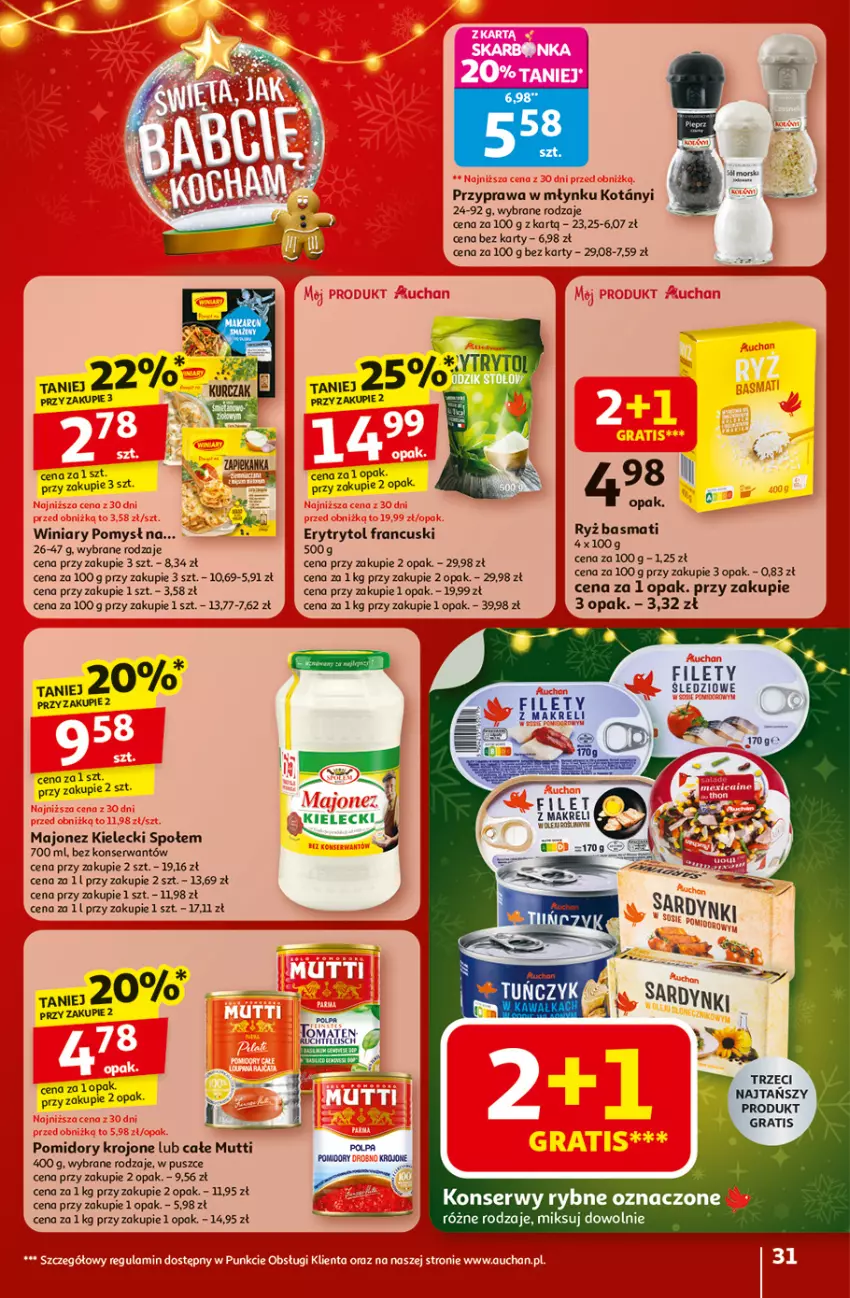 Gazetka promocyjna Auchan - Święta jak babcię kocham Hipermarket - ważna 20.11 do 26.11.2025 - strona 31 - produkty: Gra, Majonez, Pomidory, Pomidory krojone, Ryż, Ryż basmati, Ser, Somat, Winiary