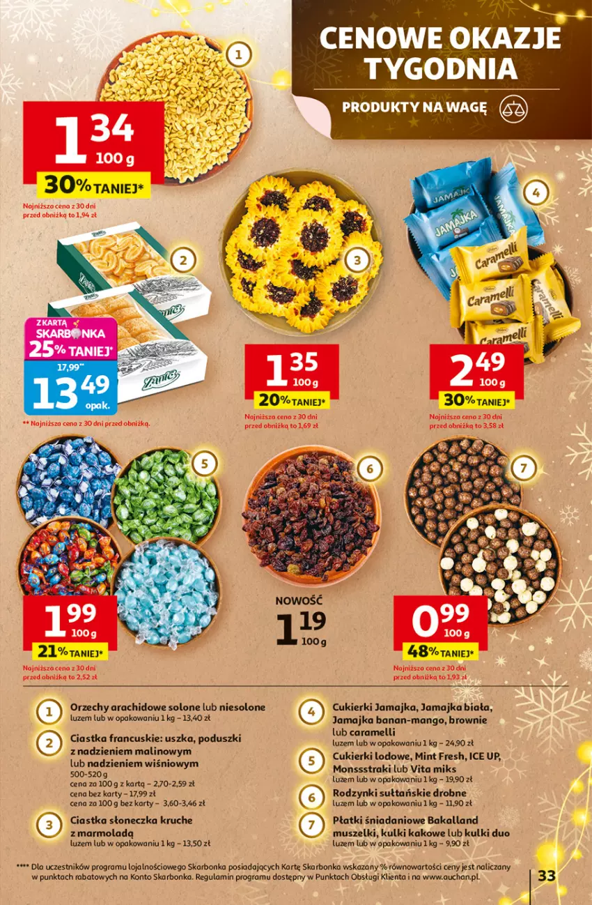 Gazetka promocyjna Auchan - Święta jak babcię kocham Hipermarket - ważna 20.11 do 26.11.2025 - strona 33 - produkty: Bakalland, Brownie, Ciastka, Cukier, Cukierki, Danio, Gra, Mango, Mola, Mus, Rodzynki