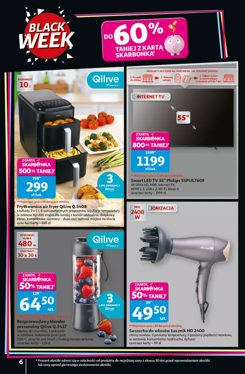 Gazetka promocyjna Auchan - Święta jak babcię kocham Hipermarket - ważna 20.11 do 26.11.2025 - strona 6 - produkty: Blender, Gra, LED TV, Philips, Piec, Por, Smoothie, Suszarka, Top