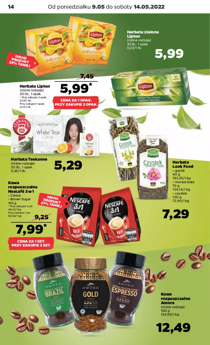 Gazetka promocyjna Netto - Gazetka spożywcza - ważna 09.05 do 14.05.2022 - strona 14 - produkty: Herbata, Kawa, Kawa rozpuszczalna, Lipton, Nescafé, Stek, Teekanne