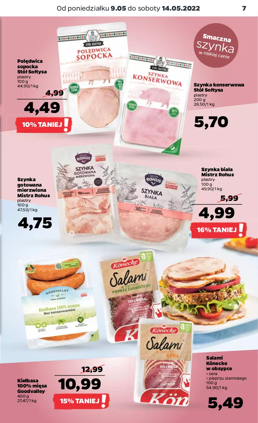 Gazetka promocyjna Netto - Gazetka spożywcza - ważna 09.05 do 14.05.2022 - strona 7 - produkty: Kiełbasa, Pieprz, Polędwica, Salami, Ser, Stół, Szynka, Szynka biała, Szynka konserwowa