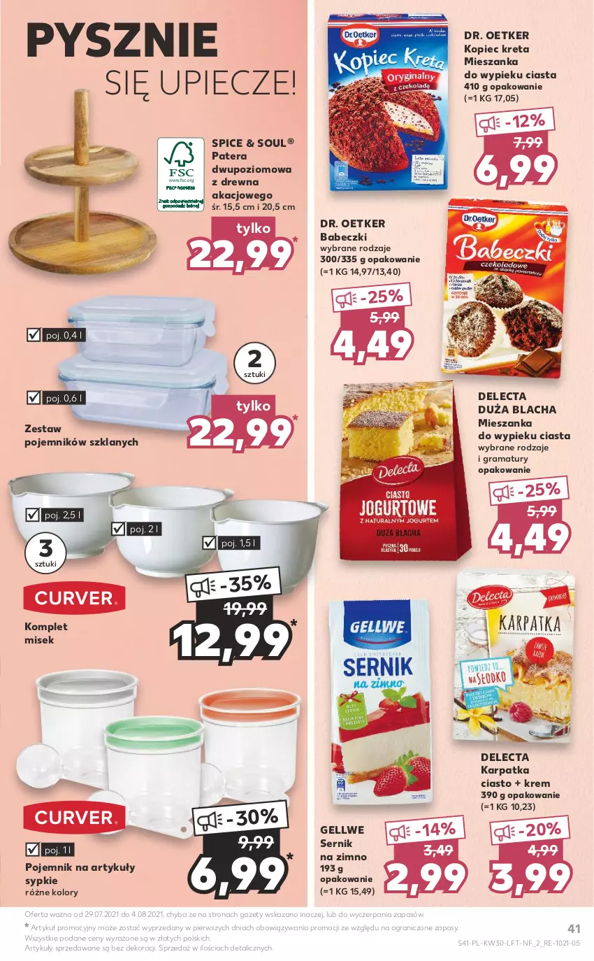 Gazetka promocyjna Kaufland - OFERTA TYGODNIA - ważna 29.07 do 04.08.2021 - strona 41 - produkty: Babeczki, Delecta, Dr. Oetker, Gra, Karp, Kopiec Kreta, Kret, Piec, Pojemnik, Rama, Ser, Tera