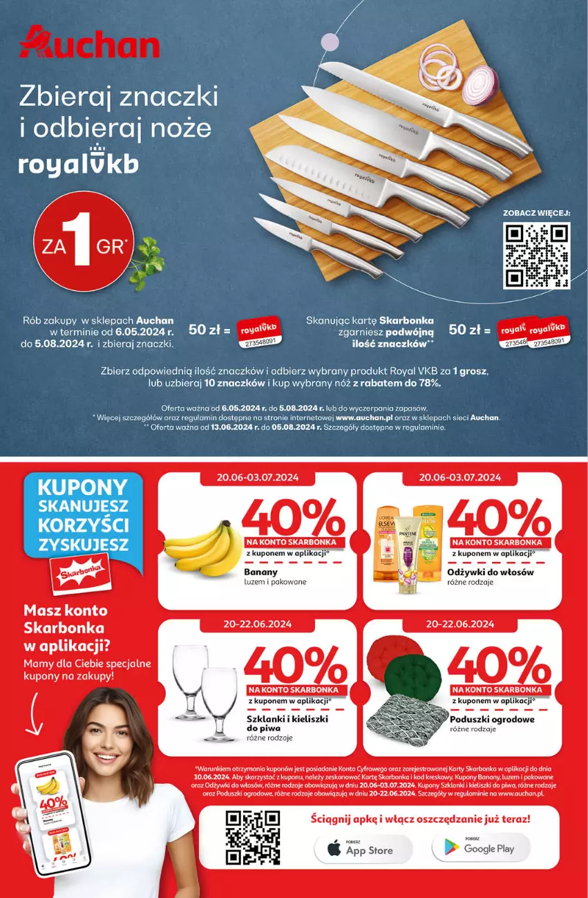 Gazetka promocyjna Auchan - Gazetka CENY W DÓŁ Hipermarket Auchan - ważna 20.06 do 26.06.2024 - strona 2 - produkty: Banany, Lanki, Noż, Piwa, Tera