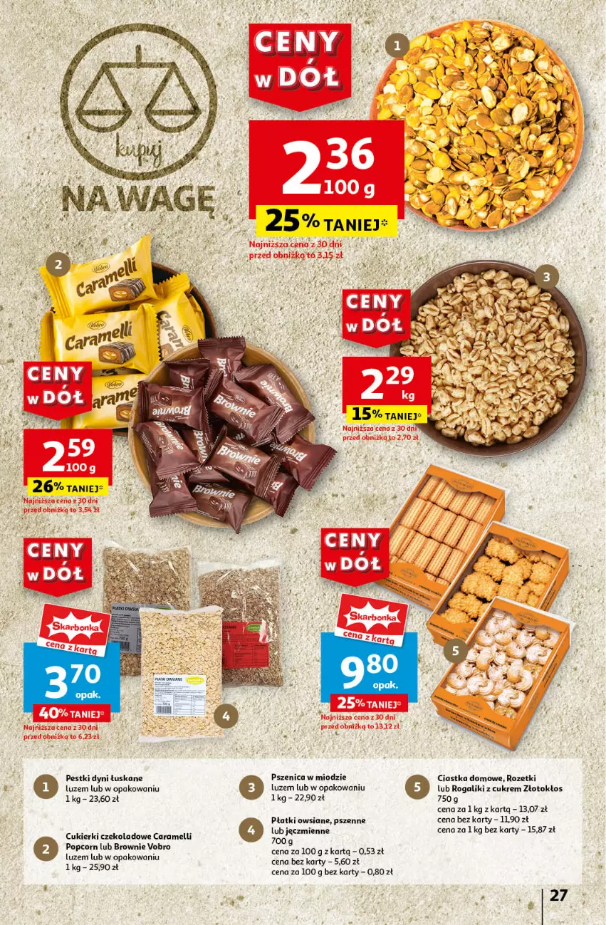 Gazetka promocyjna Auchan - Gazetka CENY W DÓŁ Hipermarket Auchan - ważna 20.06 do 26.06.2024 - strona 31 - produkty: Ciastka, Cukier, Cukierki, Cukierki czekoladowe, LG, Pestki dyni, Płatki owsiane, Rogal