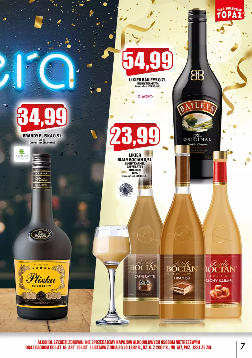 Gazetka promocyjna Topaz - Gazetka - ważna 01.02 do 28.02.2023 - strona 7 - produkty: Biały Bocian, Brandy, Likier, Pliska