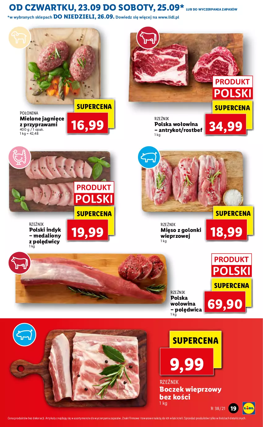 Gazetka promocyjna Lidl - GAZETKA - ważna 23.09 do 26.09.2021 - strona 19 - produkty: Boczek, Boczek wieprzowy, Lion, Mięso, Polędwica, Rostbef, Wołowina