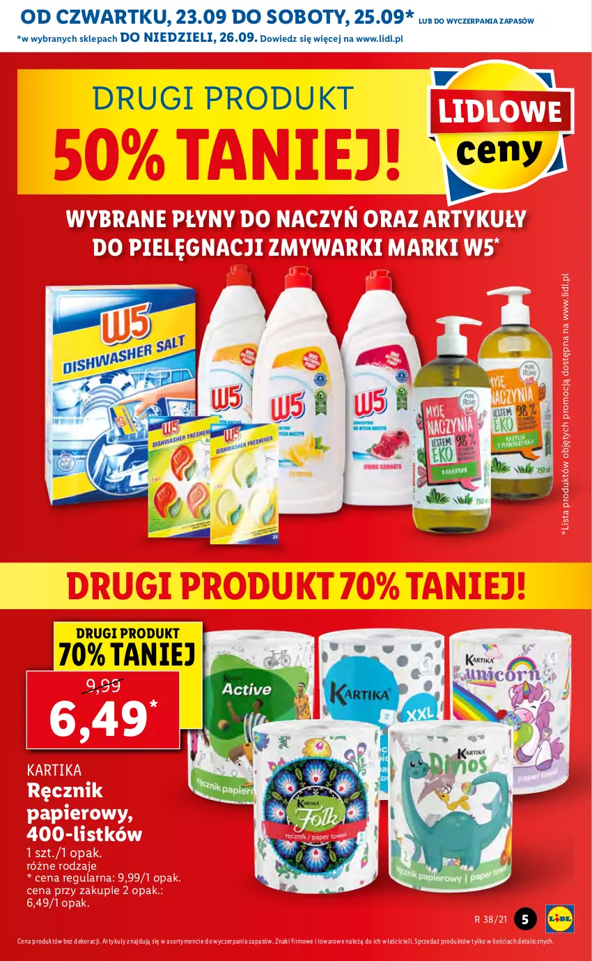 Gazetka promocyjna Lidl - GAZETKA - ważna 23.09 do 26.09.2021 - strona 5 - produkty: Papier, Ręcznik, Zmywarki