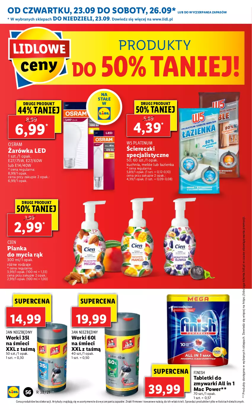 Gazetka promocyjna Lidl - GAZETKA - ważna 23.09 do 26.09.2021 - strona 56 - produkty: Finish, Jan Niezbędny, Kuchnia, Meble, Tablet, Tabletki do zmywarki, Zmywarki