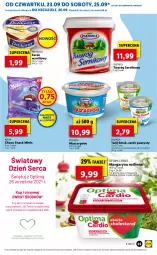 Gazetka promocyjna Lidl - GAZETKA - Gazetka - ważna od 26.09 do 26.09.2021 - strona 25 - produkty: Serek puszysty, Sos, Ser, Por, Twaróg, Piątnica, Optima Cardio, Mascarpone, Serek, Optima, Margaryna, Twój Smak, Milka