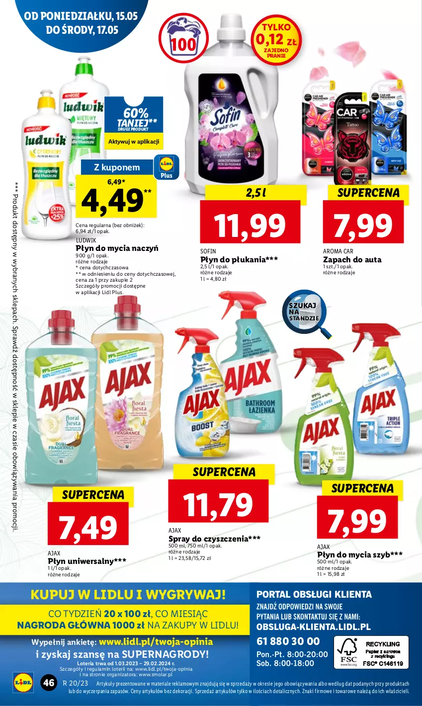 Gazetka promocyjna Lidl - GAZETKA - ważna 15.05 do 17.05.2023 - strona 46 - produkty: Ajax, Do mycia naczyń, Gry, Ludwik, Mola, Płyn do mycia, Płyn do mycia naczyń, Płyn do płukania, Spray do czyszczenia