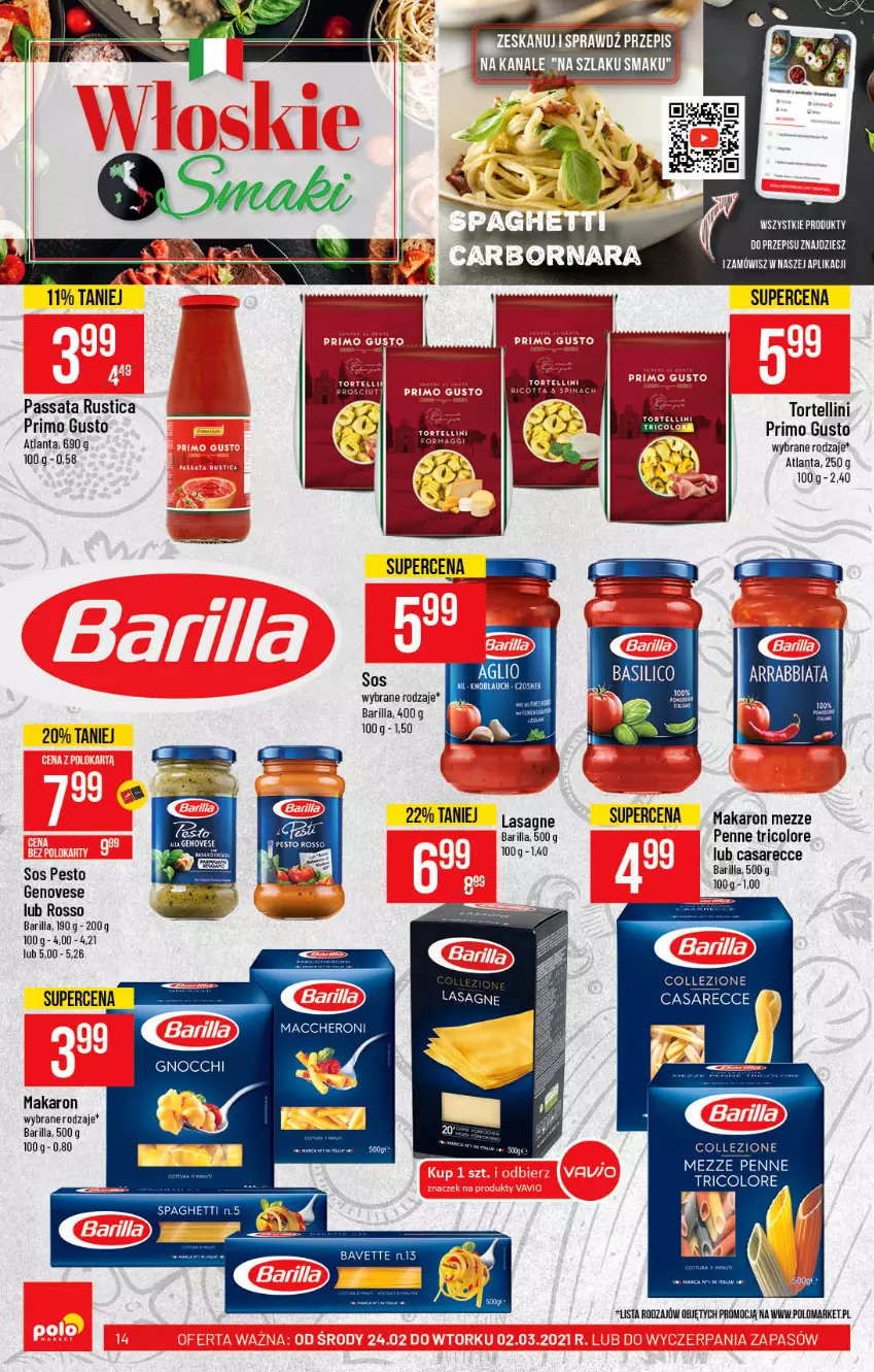 Gazetka promocyjna PoloMarket - Gazetka promocyjna  r - ważna 24.02 do 02.03.2021 - strona 14 - produkty: Barilla, Makaron, Penne, Pesto, Rust, Sos