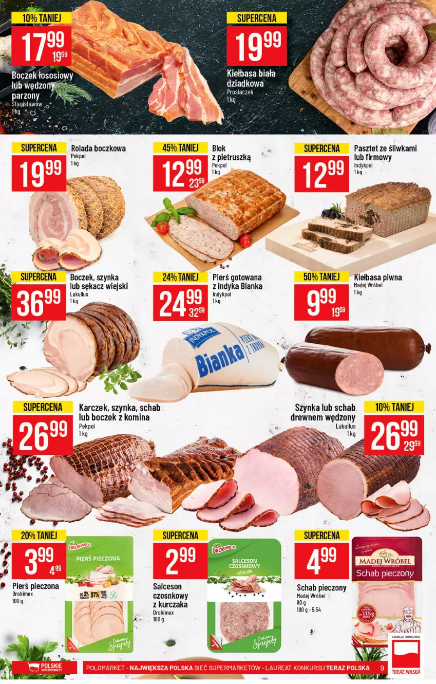 Gazetka promocyjna PoloMarket - Gazetka promocyjna  r - ważna 24.02 do 02.03.2021 - strona 9 - produkty: Bianka, Boczek, Drobimex, Fa, Kiełbasa, Kiełbasa piwna, Kurczak, Laur, Madej Wróbel, Pasztet, Pekpol, Piec, Rolada, Salceson, Schab pieczony, Sękacz, Sos, Szynka