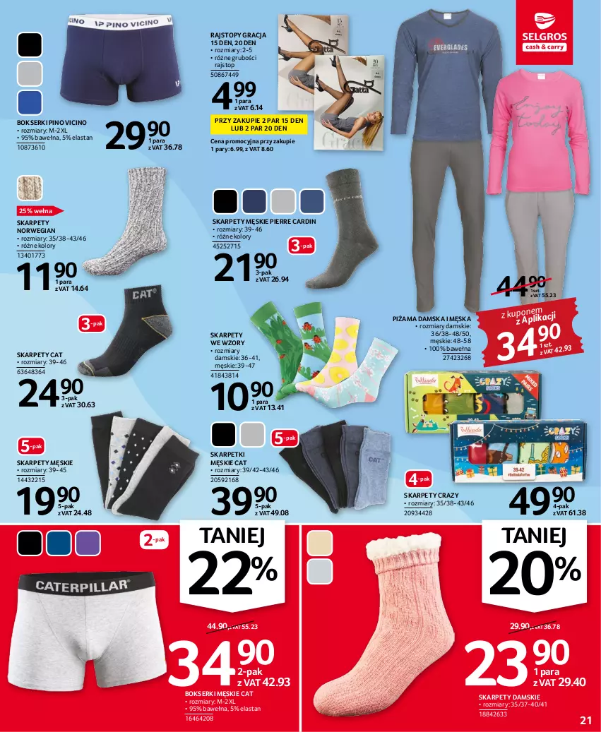 Gazetka promocyjna Selgros - Oferta przemysłowa - ważna 03.11 do 16.11.2022 - strona 21 - produkty: Bokserki, Gra, Karp, Pierre Cardin, Piżama, Rajstopy, Ser, Skarpetki, Top, Wełna