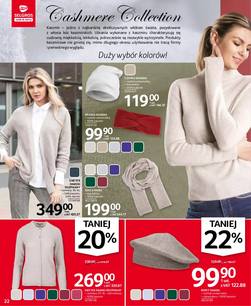 Gazetka promocyjna Selgros - Oferta przemysłowa - ważna 03.11 do 16.11.2022 - strona 22 - produkty: Czapka, Opaska, Sweter, Szal, Ubrania