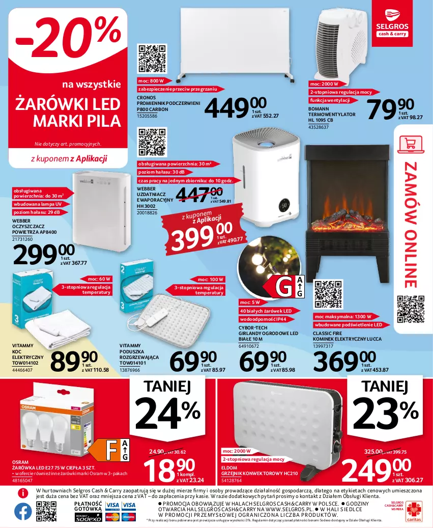 Gazetka promocyjna Selgros - Oferta przemysłowa - ważna 03.11 do 16.11.2022 - strona 5 - produkty: Gra, Grzejnik, Grzejnik konwektorowy, Koc, Kominek, Lampa, LG, Oczyszczacz powietrza, Piec, Poduszka, Por, Sok, Termowentylator, Top